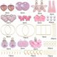 thumbnail image 2 of 1 caja DIY con 10 pares de dijes rosas de corazón, kit de inicio para hacer aretes navideños, regalo de San Valentín, dijes de corazón de amor, dijes de flores de mariposa esmaltadas., 2 of 7