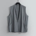 thumbnail image 2 of uikmnh Men Tank Tops Summer Linen Vest Blouse Sleeveless Pan Buckle Casual Comfortable Breathable Lightweight Top Size:XL, 2 of 3