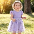 thumbnail image 2 of SGMVNU Toddler Baby Girls Tutu Dress Ruffle Sleeve Flower Girl Dress Cute Summer Casual Sun Dresses for Birthday Party, Purple, 2-3 Years, 2 of 8