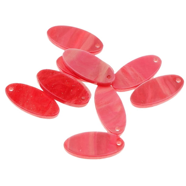 10 piezas de acrílico ovalado colgante DIY pendiente accesorios de joyería rojo