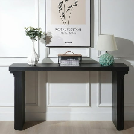 Modern Black Wooden Console Table - Versatile Entryway Decor