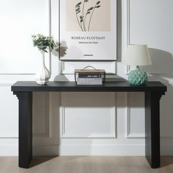 Modern Black Wooden Console Table - Versatile Entryway Decor