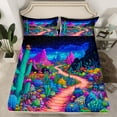 thumbnail image 5 of jejeloiu Colorful Cactus Flowers Full Size Sheets,Tropical Desert Plant Bed Sheets,Watercolor Natural Scenery Sheet Sets For Girls Kids,Microfiber Bedroom Decor,4 Pieces, 5 of 7