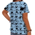 thumbnail image 2 of CLOOCL Plus Size Short Sleeve Shirts for Women Cartoon Sheep 3D Printed Blue Blouse, 2 of 6