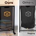 thumbnail image 4 of Laundry Hamper, Laundry Sorter, Rolling Laundry Basket with Wheels, 2 Shelves, 18 Gal(68L), Pull-Out and Removable Oxford Fabric Bags, for Laundry Room, Black and Rustic Brown, 4 of 5