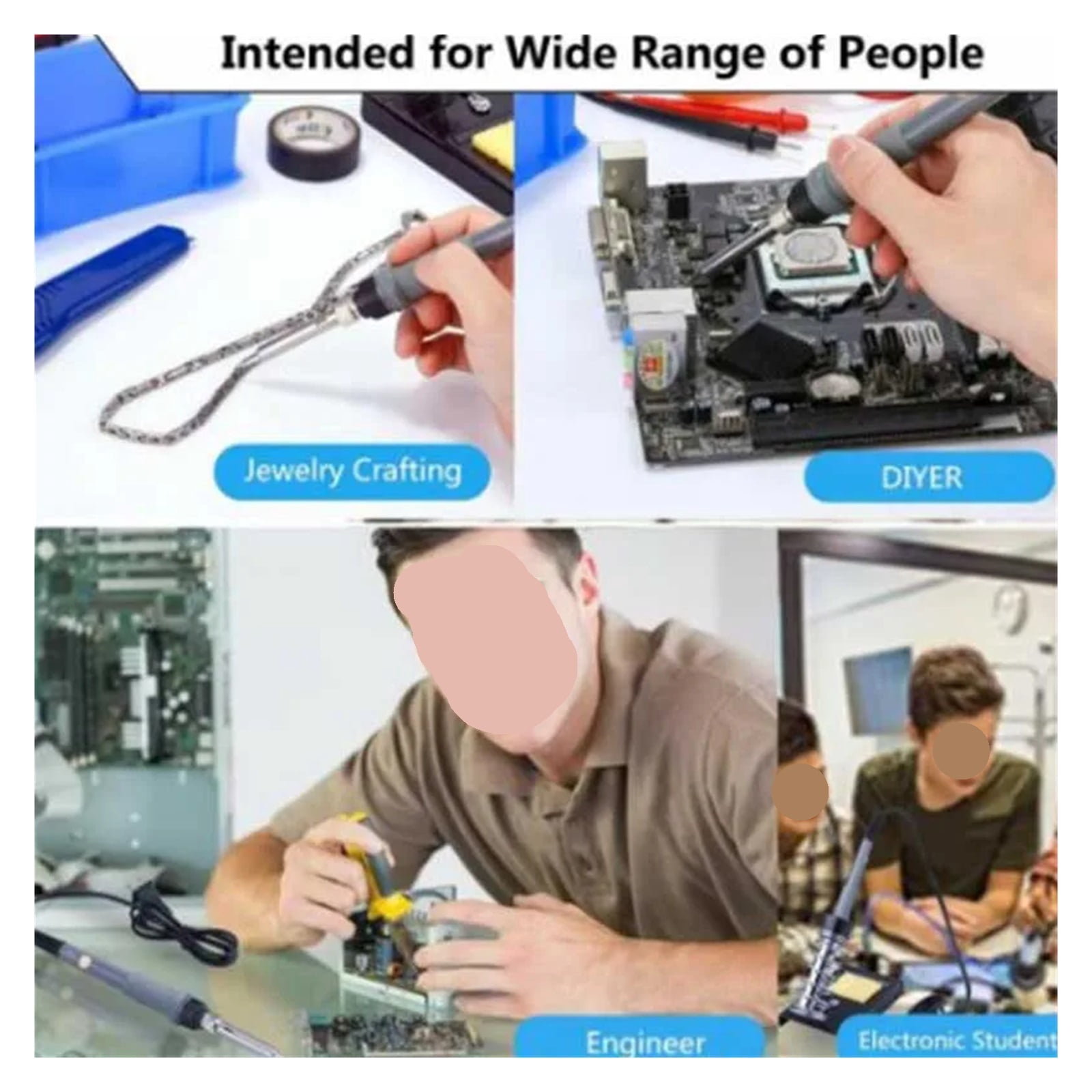 60W Adjustable Temperature Electric Soldering Iron Welding Iron Rework Station Heat Pen Tips DIY for Repairing ,Internally Heated