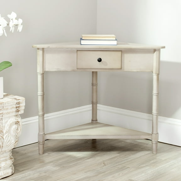 SAFAVIEH Gomez Corner Table With Storage Drawer Vintage Grey