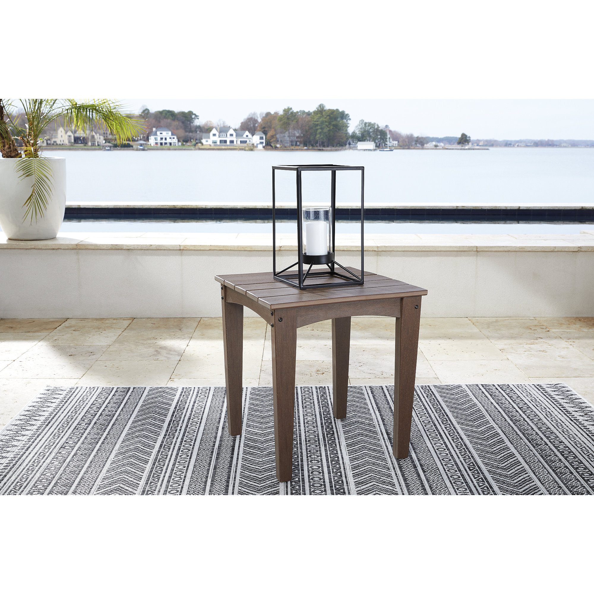Signature Design by Ashley Casual Emmeline Outdoor HDPE Patio End Table, Brown - image 2 of 5