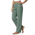 thumbnail image 5 of Linen Pants for Women High Waist Straight Dress Wide Leg Pants Business Casual Summer Beach Trousers with Pockets, 5 of 6