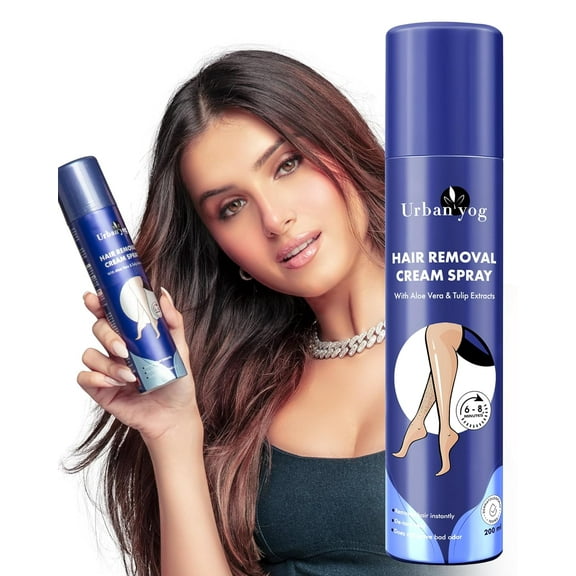 Urban Yog Hair Removal Cream Spray Painless Depilatory Spray for Women's Body Hair Removal - 6.76 Fl Oz | For Legs, Hands, Underarms & Back