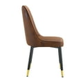 thumbnail image 6 of Hassch Brown Suede-like Velvet Dining Chairs Set of 2, Modern Kitchen & Dining Side Chairs with Upholstered Seat and Backrest, and Golden Tipped Black Metal Legs, 6 of 7