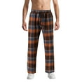 thumbnail image 2 of WTOBBY Men's Plaid Stripe Casual Pants, Fashion Lounge Sleep Pajama Bottoms with Comfort Fit and Drawstring Waist for Men, Cozy Loungewear,Orange M, 2 of 4