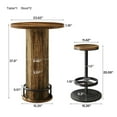 thumbnail image 6 of Spaco Industrial Bar Table Set with High-Top Round Wood Table & Stools, Durable & Stylish Table & Stools for Indoor as Home, Bar, Kitchen, Easy Assembly, Brown, 6 of 22