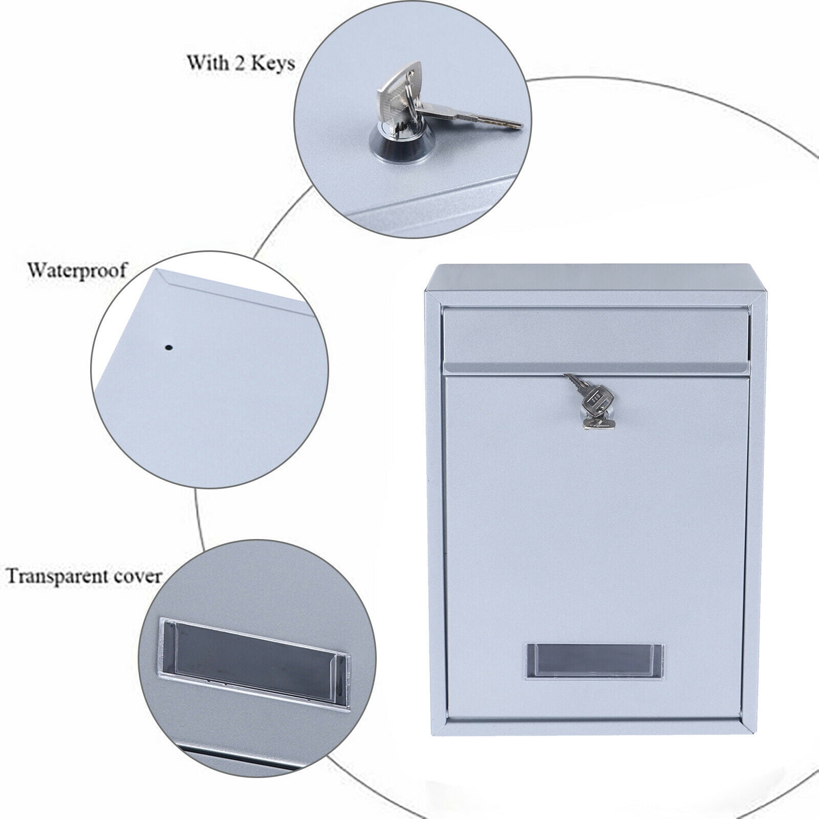DENEST Lockable Metal Mailbox Wall Mount with 2 Keys