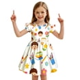 thumbnail image 7 of FYDUU Girls Back To School Dresses Girl Flutter Sleeve Dress Cute Printed Casual Summer Sundress for Toddler Kids Back To School Clothes 3-4 Years, 7 of 7