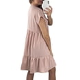 thumbnail image 2 of Innerwin T-Shirt Robe Manches Courtes Femmes Mini Robes Plage V Cou Robe de Soleil en Vrac Rose XL, 2 of 4