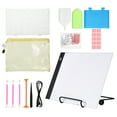 thumbnail image 1 of 123-Piece DIY Diamond Painting Tool Kit with A4 LED Light Pad (2500LUX Max, Acrylic/Plastic), Adjustable Iron Stand, Micro USB Power, Storage Box (28 Grids), Tool Bag, Tweezers, 4 Diamond Pens, 3, 1 of 6