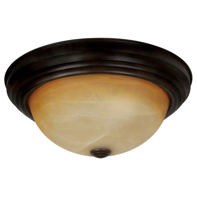 Yosemite JK102-13VB 13 in. Flushmount with Amber Glass Shade