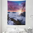 thumbnail image 1 of Nature Tapestry, Winter Landscape in the Mountains Sunset Majestic Scenes from the World Photo, Wall Hanging for Bedroom Living Room Dorm Decor, 60W X 80L Inches, Muave White Brown, by Ambesonne, 1 of 2