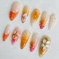 thumbnail image 2 of Sunset Glow,Custom Press On Nails, Almond Stiletto Square Nails, 3D Luxury Nail Art, Elegant Acrylic Nails, Spring Wedding Gift, Handmade Nail Set,Size M, 2 of 7