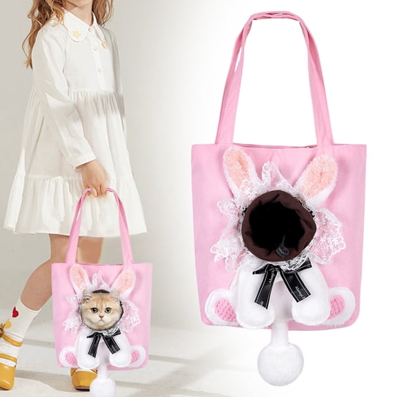 Paw Peek Bag Bee‑Shaped Canvas Pet Carrier, Shoulder Bag with Head Opening, Portable Tote for Small Cats & Dogs for Travel & Camping