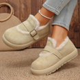 thumbnail image 3 of Women’s Fuzzy Lined Platform Mary Jane Shoes, Round Toe Suede Winter Warm Loafers, Adjustable Buckle Strap Non‑Slip Chunky Sole Cozy Slip‑On Shoes, 3 of 5