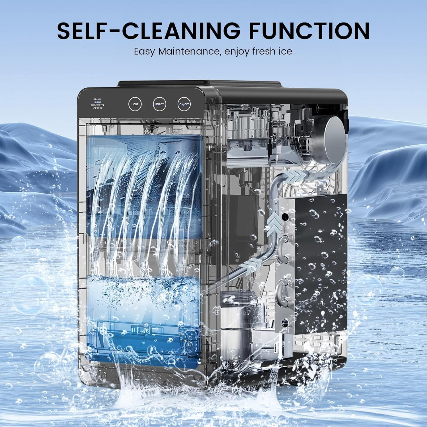 Havato Ice Maker Countertop, 26 lbs/24Hrs, 8 Cubes in 6 Mins,Portable Ice Machine with Self-Cleaning,  Quiet Compact,Black