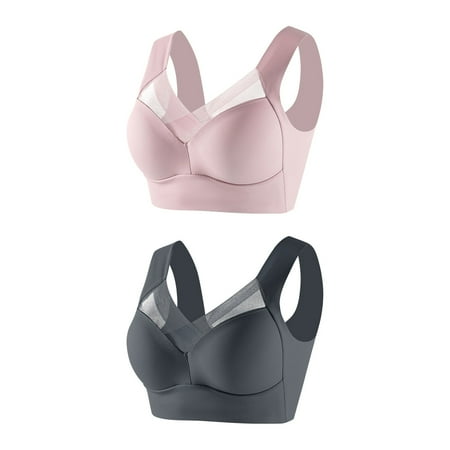 Bigersell Supportive Bras for Women Clearance Women s Underwire Underwear Thin Lace Solid Color Push-Up Adjustment Bra Balconette Bra Style F-436 Gray 4XL