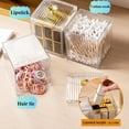 thumbnail image 5 of Dispensador de Soporte QTip para Bolas de Algodón, Hisopos de Algodón, Almohadillas Redondas de Algodón, Juego de Caja Transparente con Tapa para Almacenamiento en Recipientes, 5 of 5