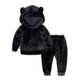 thumbnail image 3 of GYRATEDREAM Boys Girls Velour 2 Pieces Tracksuits Outfits Athletic Hoodies Sweatshirts and Sweatpants Athletic Clothing Sets for 4-5Y Black, 3 of 7