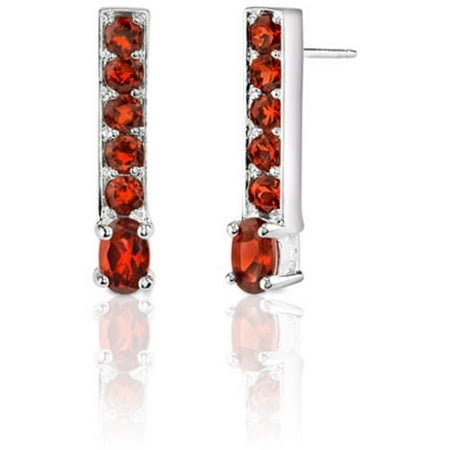 Oravo 3.00 Carat T.G.W. Oval- and Round-Cut Garnet Rhodium over Sterling Silver Stud Earrings