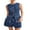 Blue, variant on Gupgi Women Long Denim Vest 1 Piece Slim Tank Tops Button-up Back Slit Sleeveless Pocket Round Neck Waistcoat