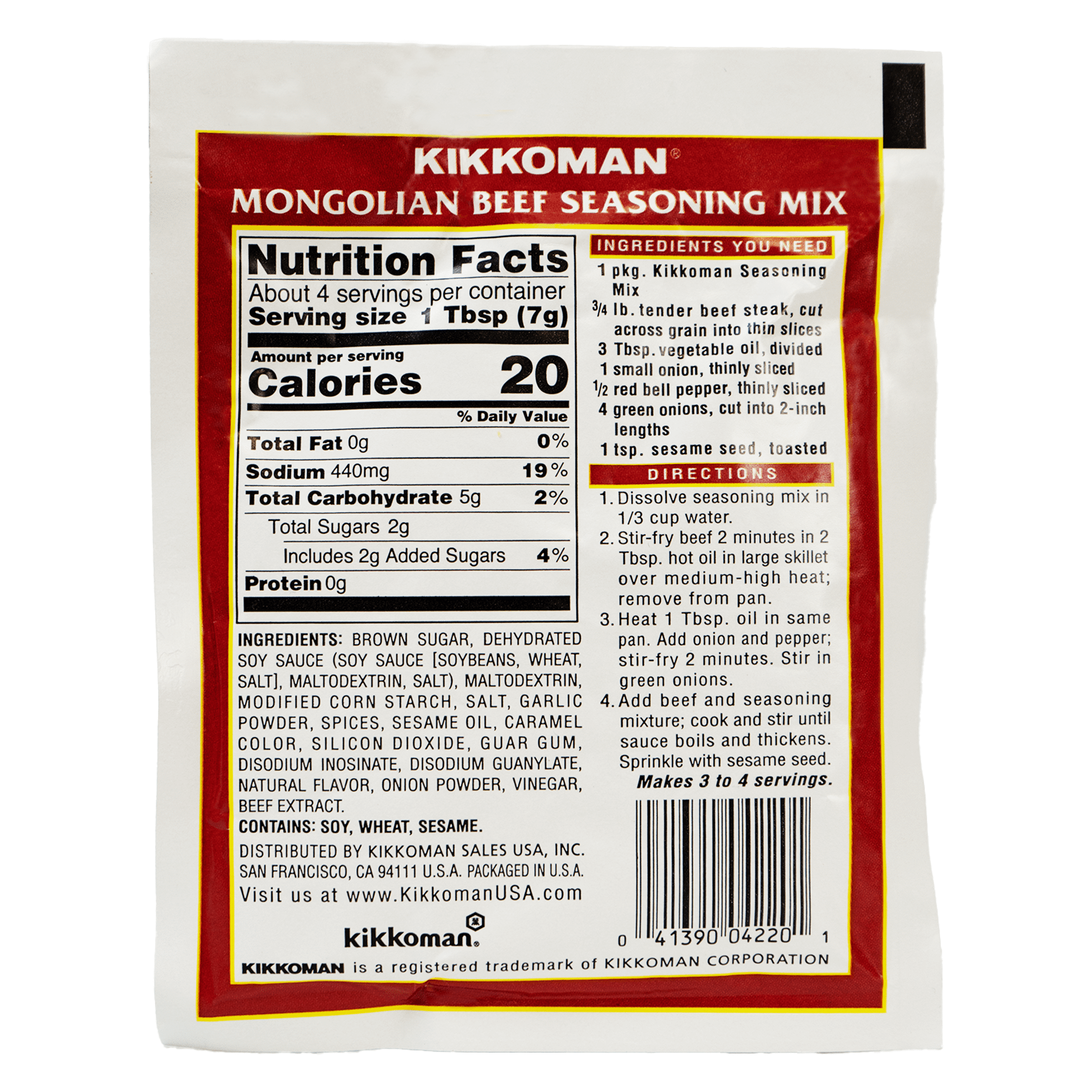 Kikkoman Mongolian Beef Seasoning Mix, 1 oz Packet
