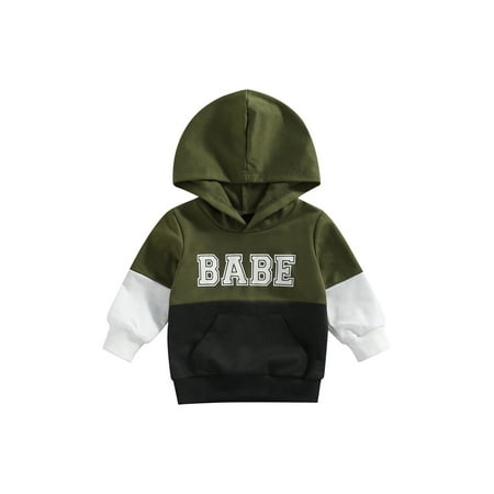 

Suanret Toddler Little Boys Girls Autumn Hoodie Tops Long Sleeve Letter Print Patchwork Sweatshirt Green 2-3 Years