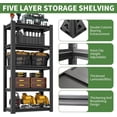 thumbnail image 4 of IKIMI 72"H 5-Tier Metal Garage Shelving, 2500Lbs Heavy Duty Adjustable Garage Storage Shelves for Home, Garage, Basement, 63"H x 31.5"W x 15.75"D, 4 of 6