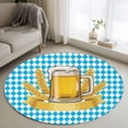 thumbnail image 2 of Round Rug 4ft Area Rug,Oktoberfest Theme Area Rugs for Living Room Bedroom,Farmhouse Wheat Beer Diamond Plaid Floor Mat Non-Slip Non-Shedding Carpet Indoor Accent Rugs, 2 of 9
