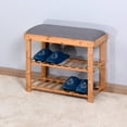 thumbnail image 2 of SESSLIFE Bamboo Shoe Rack Bench, 3-Tier Shoe Rack Organizer with Cushion Seat, Entryway Storage Bench for Hallway Bedroom Living Room, 23.62 x 11.4 x 19.88 inch (Natural), X04, 2 of 12
