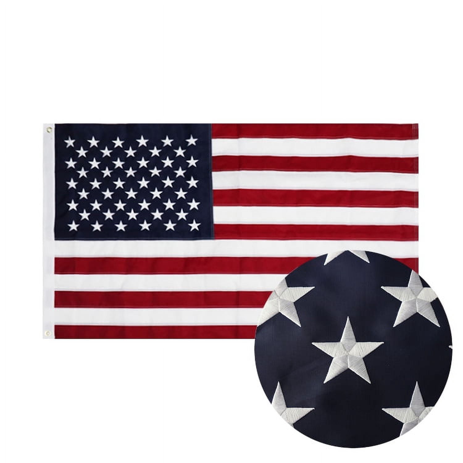 American USA Flags 3x5 FT For Outside, Beautiful Stars, Heavy Duty Durable Flags Outdoor, Hand Printed Vivid Color, Sewn Stripes, Brass Grommet. With flagpole Holder Wall Mount Bracket