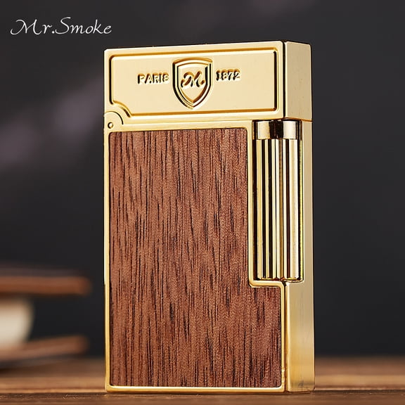 Kerosene lighter, Top Metal Pocket Lighter Daily Use, Sold Without Fuel.,SKU01047-金色(木纹颜色深浅随机)