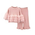 thumbnail image 2 of ATOGUTA Sweater and Pants Set for Women Long Sleeve Button Knit Pullover Sweater Top and Wide Leg Pants Sweatsuit Size 1T-8, Pink, 2 of 5