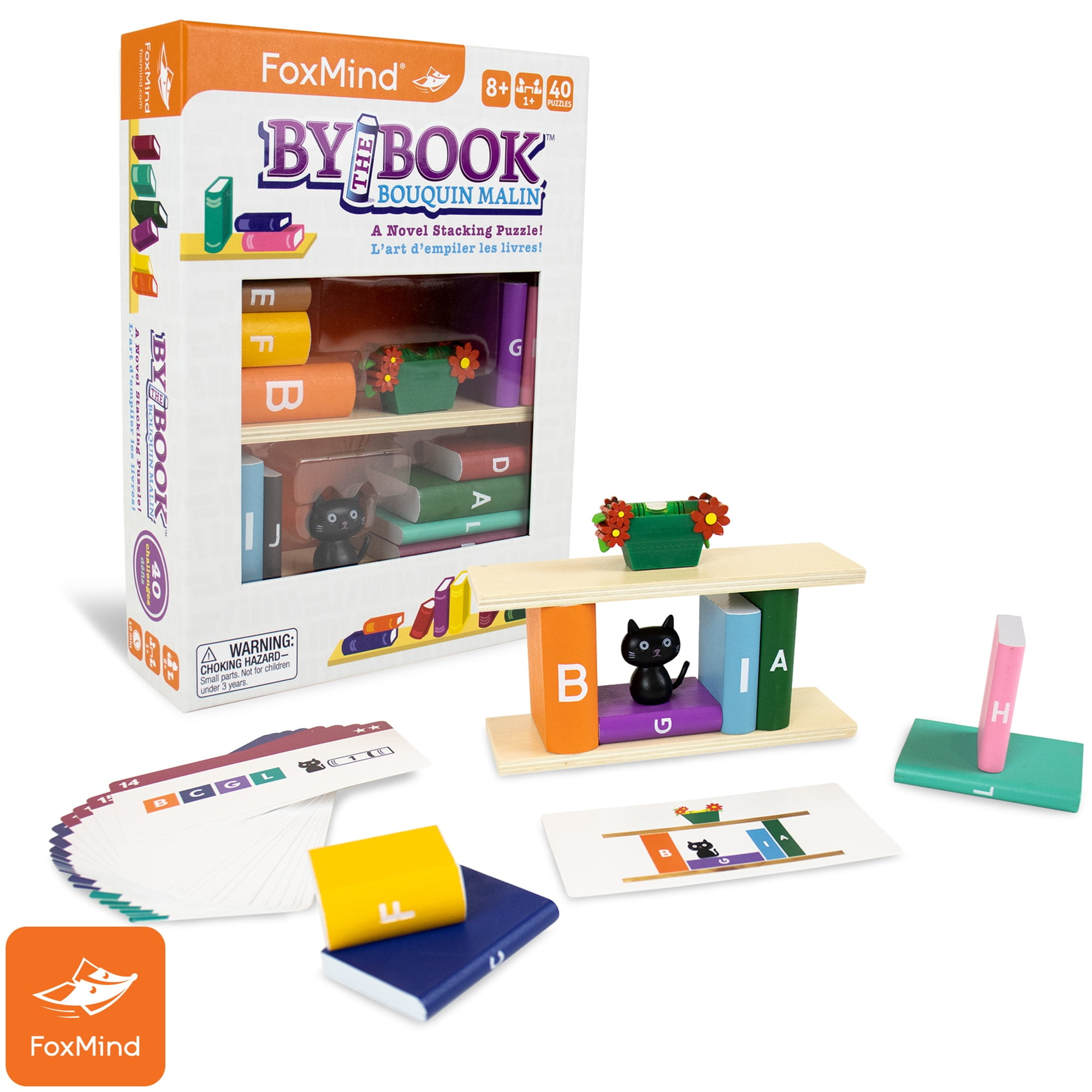 FoxMind Games: By The Book - A Novel Stacking Puzzle, Brainteaser Logic Thinking With 40 Challenges, Ages 8+, 1+ Player