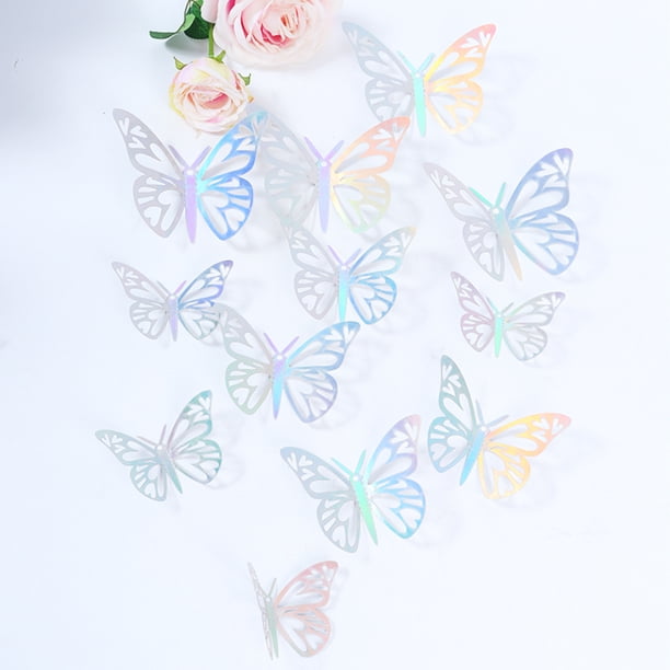 Pegatinas de pared de mariposas, calcomanías de pared de mariposas huecas en 3D para arreglos de bodas, festivales, decoración del hogar