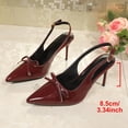 thumbnail image 6 of GERsome Women's Stiletto Heels Closed Pointy Toe Dress Pumps Elegant Slingback Wedding Pumps Formal Comfort Shoes, Wine Size 6, 6 of 9