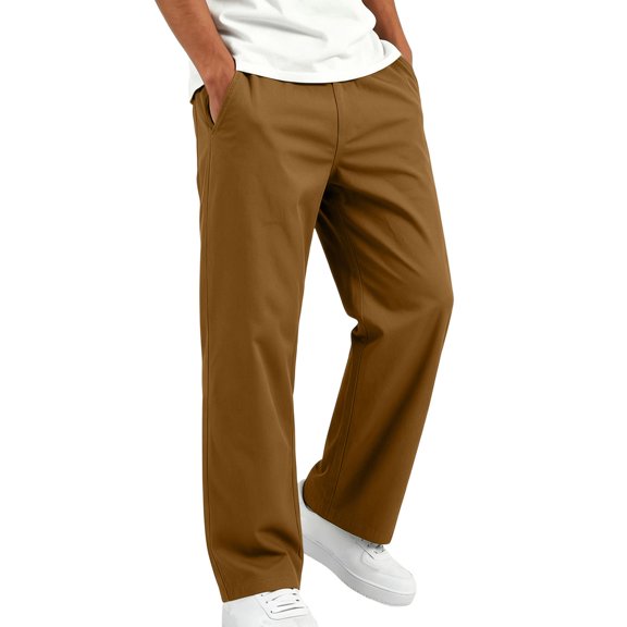 Plebaso Kids School Uniform Pants with Pockets Elastic Waist Straight Leg Dress Trousers for Boys Girls