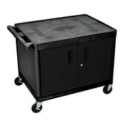 Offex 2 Shelf Audio and Video Utility Cart with Cabinet Black