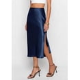 thumbnail image 4 of PRETTYGARDEN Womens Satin Skirt Summer Silk Business Casual High Waisted A Line Flowy Work Wedding Cocktail Midi Skirts, 4 of 8