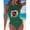 Green-L, variant on Green Halter Tankini Swimsuit With Music Vinyl Graphic Ruched Side Tie