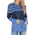 thumbnail image 1 of Women Sweatshirts and Hoodies Long Sleeve Drawstring Sweatshirts Color Block Striped Pullover Tops, 1 of 2