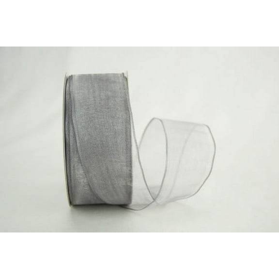 Ribbon Bazaar Wired Sheer Organza 1-1/2 inch Silver 25 yards Ribbon