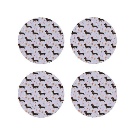 

Drink Coasters Set of 4 Dachshund Dog Puppy No.1026 Leather Coasters for Coffee Table Protector Heat Resistant Cute Coasters for Home Decor Housewarming Gifts Bar Kitchen 4 Inch Round Shape